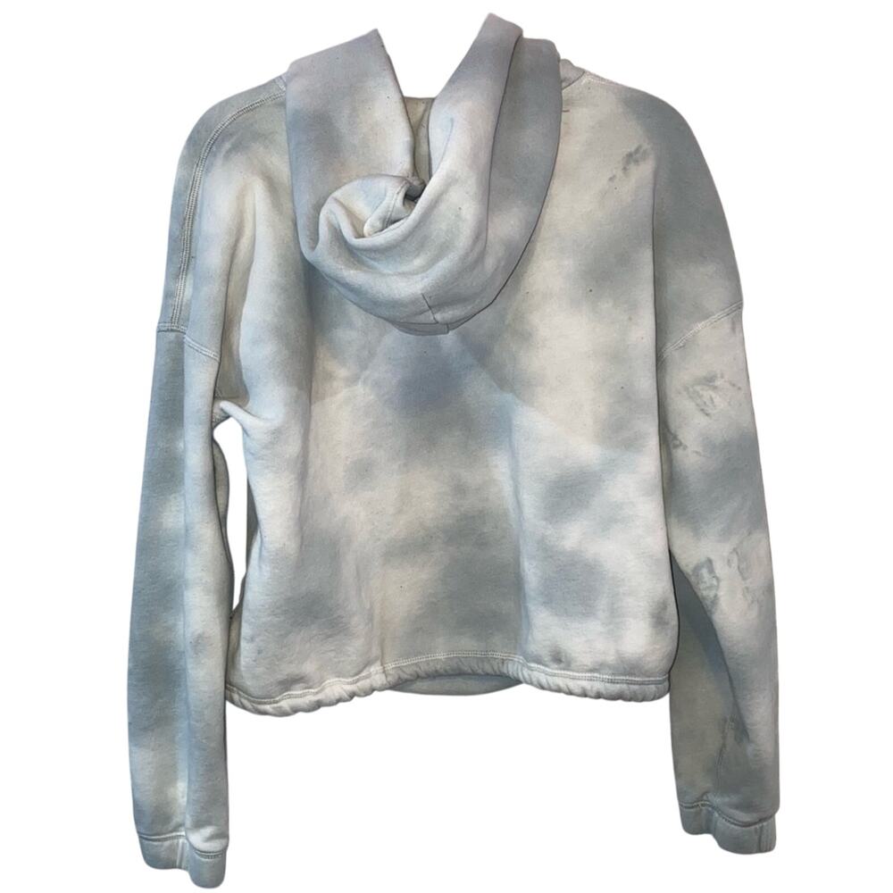 Abercrombie Soft A&F Hoodie Medium Blue Tie Dye Cropped Sweatshirt Cozy - Picture 3 of 7